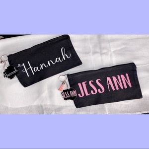Customized make up bag & acrylic keychain set